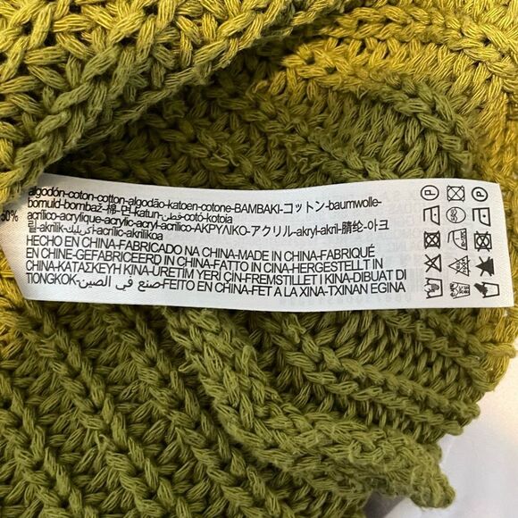 Zara Distressed Crewneck Sweater Olive Green Chunky Knit Long Sleeve S - Picture 9 of 9